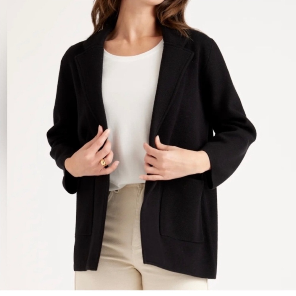 Quince 100% Organic Cotton Black knit Blazer